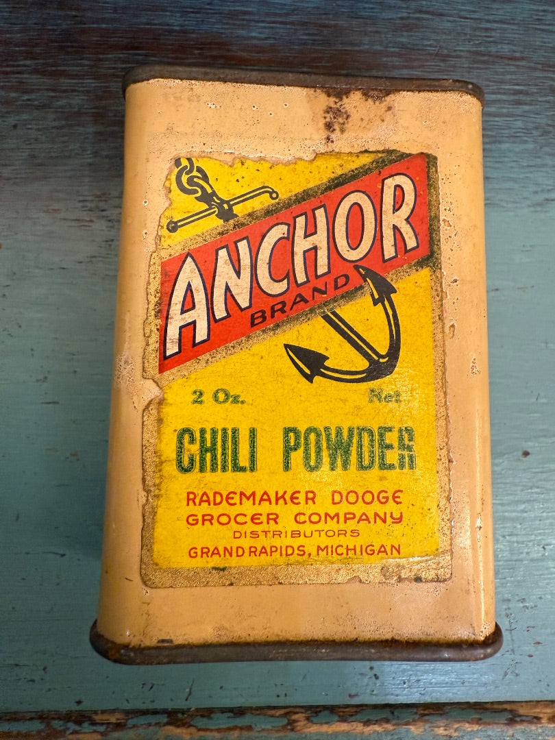 Vtg Anchor Chili Powder Tin