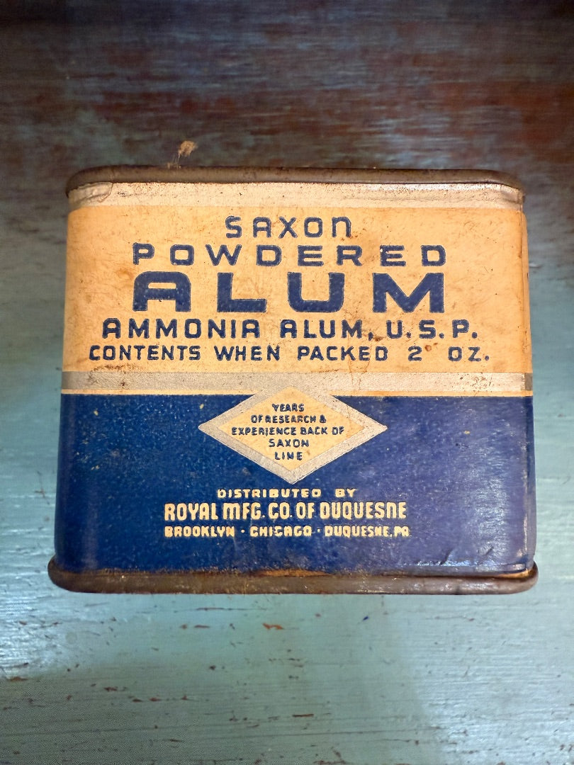 Vtg Saxon Powdered Alum Tin