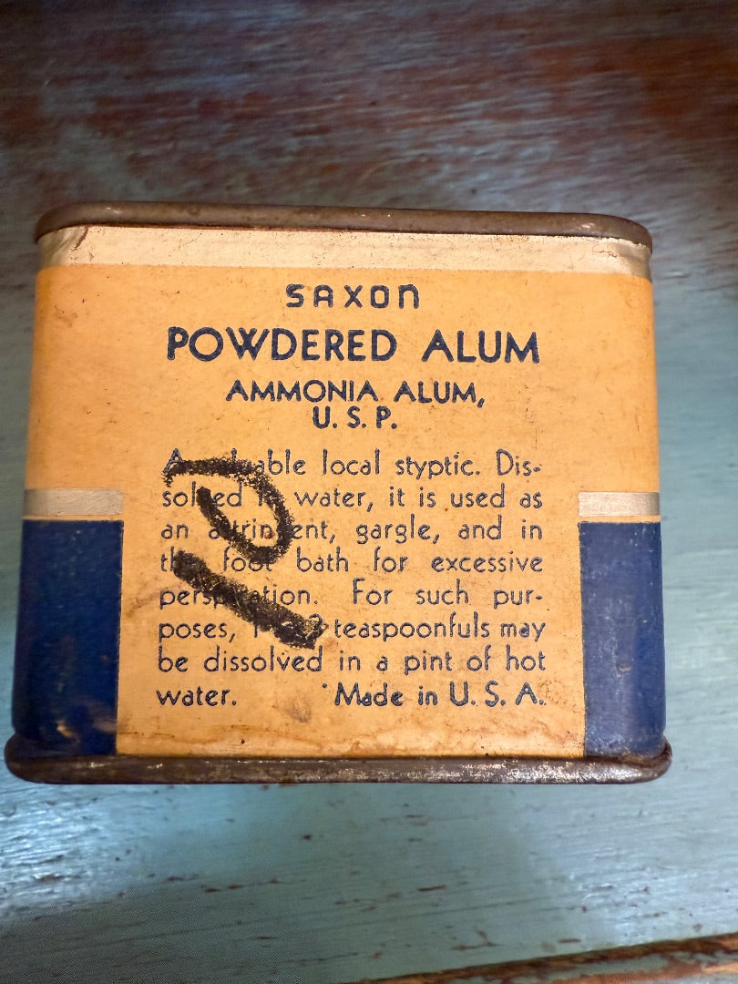 Vtg Saxon Powdered Alum Tin