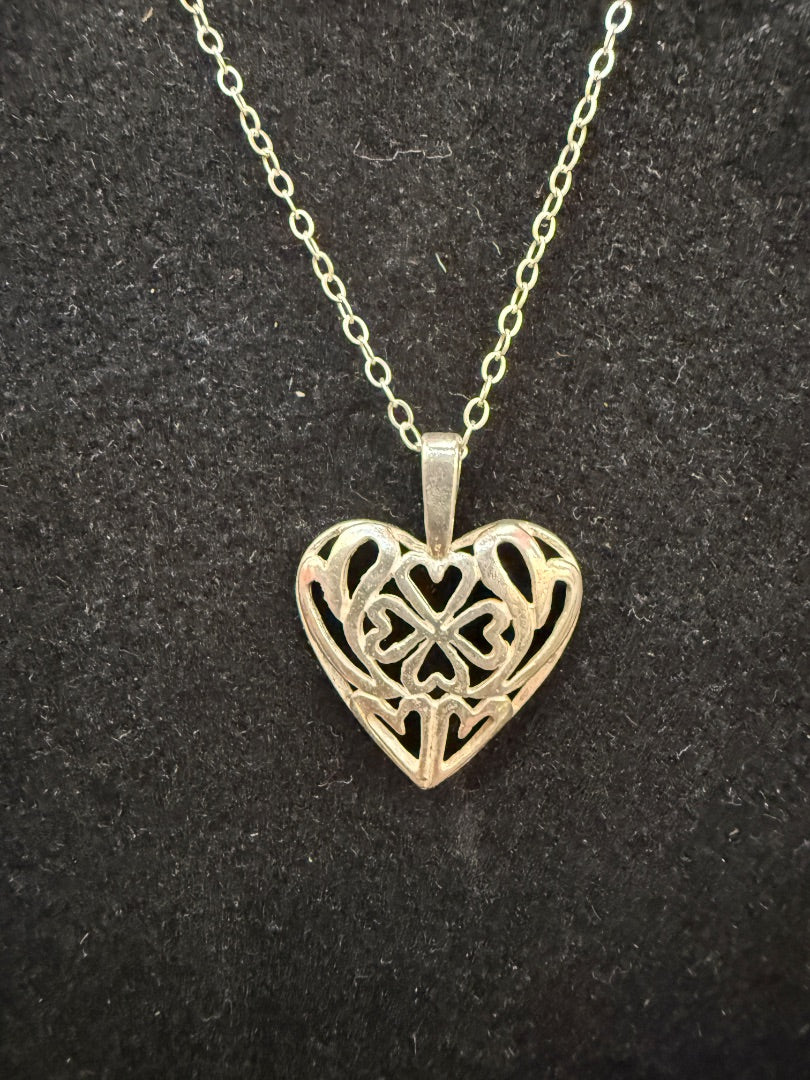 Vtg Sterling Heart Necklace