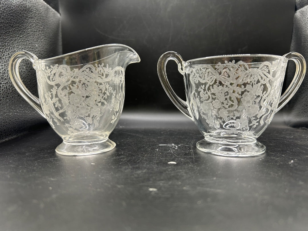 Fostoria cream and sugar