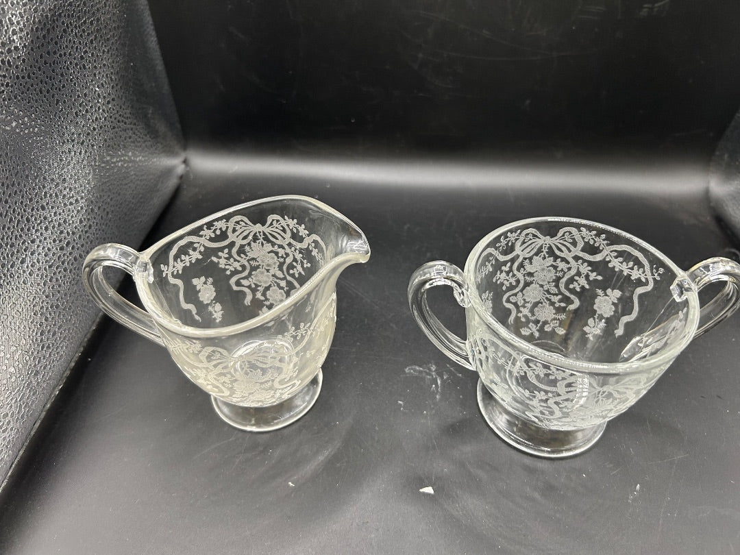 Fostoria cream and sugar