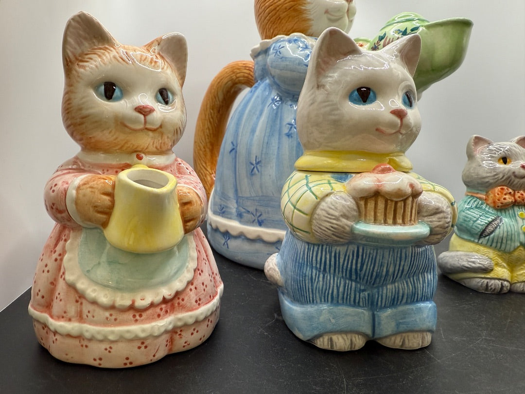 7 PC Set Avon Country Purr-fection Cat Kitten Teapot