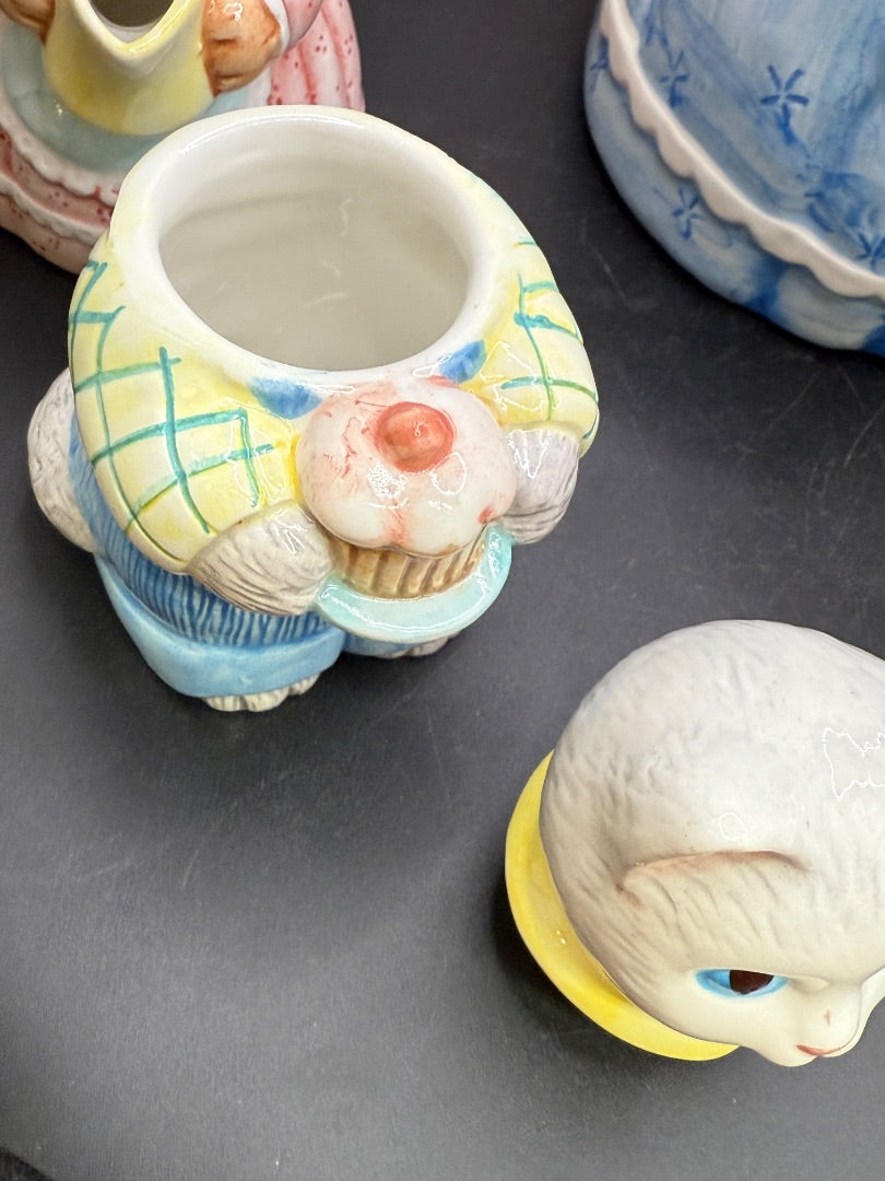 7 PC Set Avon Country Purr-fection Cat Kitten Teapot