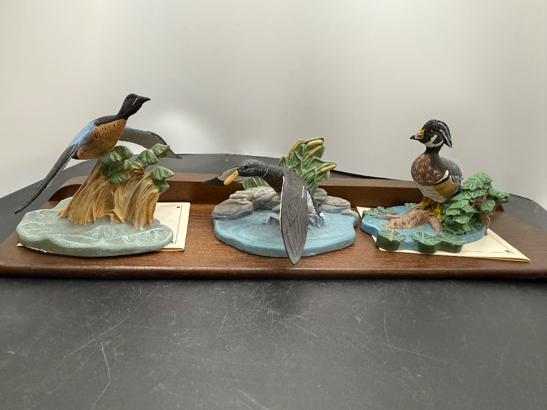 Avon Collector duck series x 3 w/shelf #1