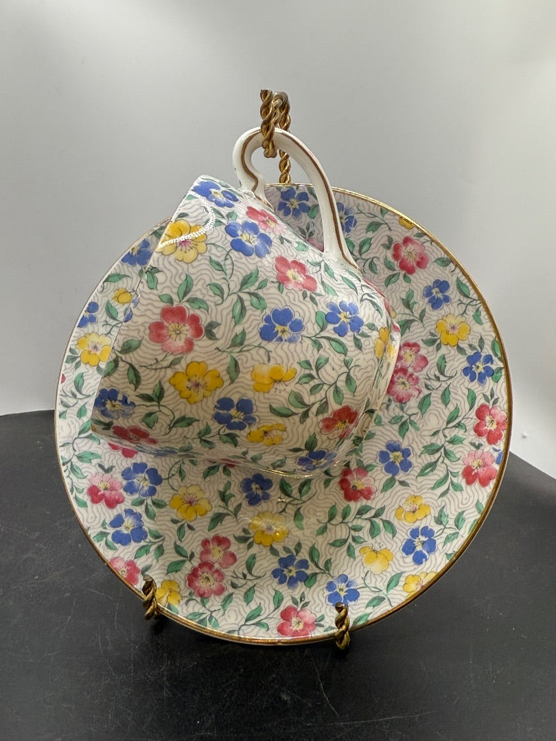 Vtg Vanderwood bone China teacup saucer