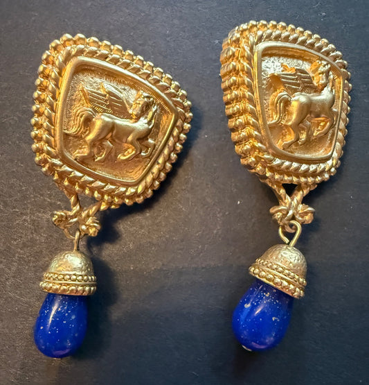 1980's Pegasus  Clip Earrings