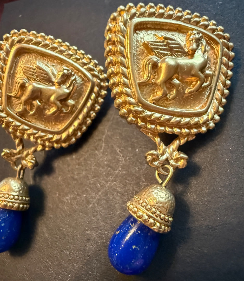 1980's Pegasus  Clip Earrings