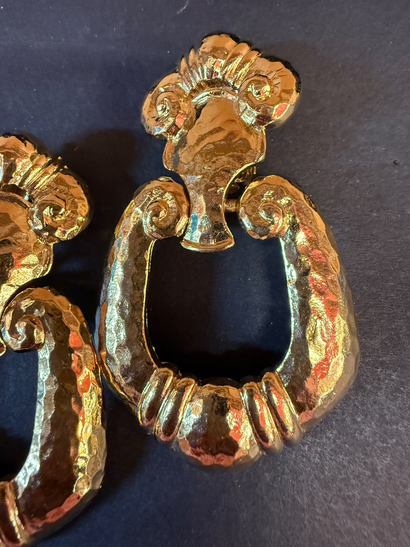 Jose Barberra Door Knocker  Clip Earrings