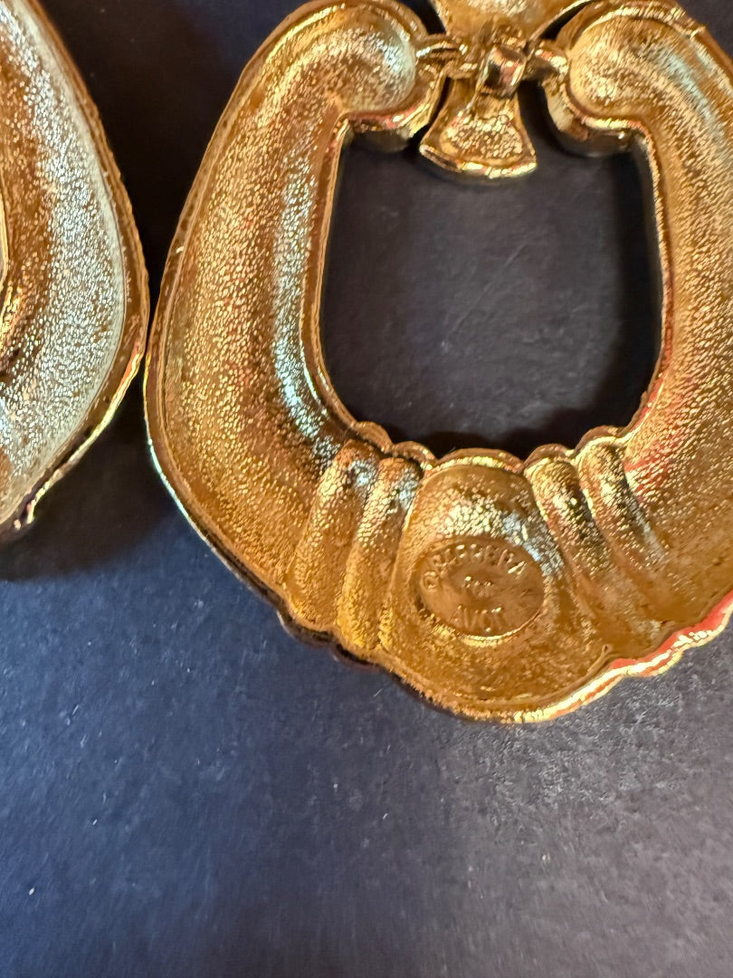 Jose Barberra Door Knocker  Clip Earrings