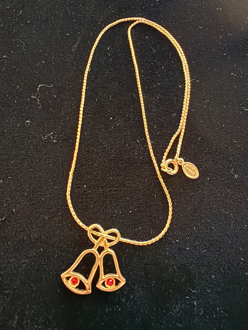 Gold Toned Christmas Bell Necklace