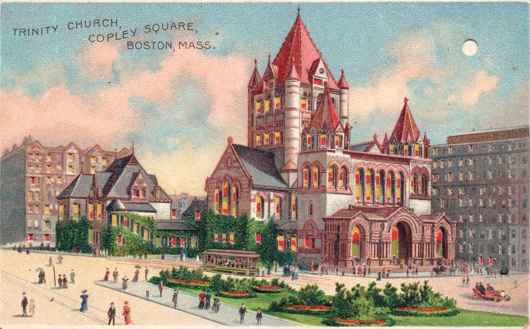 Trinity church, copley square,Boston, Massachuetts HTL Hold to the Light postcard