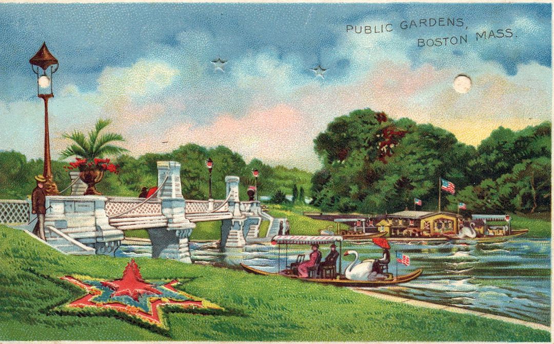Public Gardens, Boston Massachusetts HTL Hold to the Light postcard