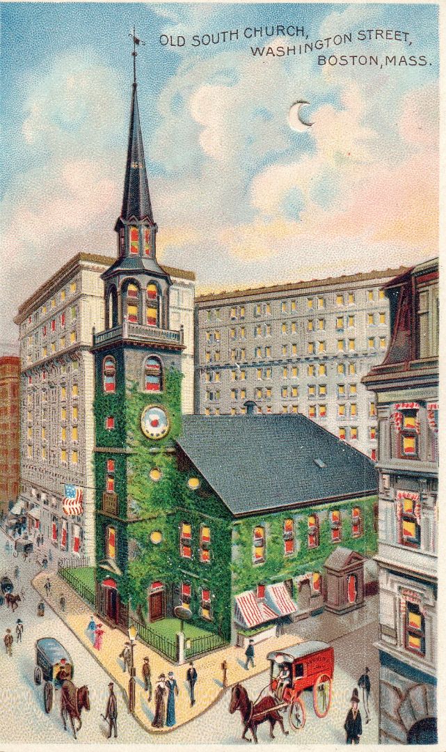 Old South Church,Washinton Street, Boston, Massachusetts HTL Hold to the Light postcard