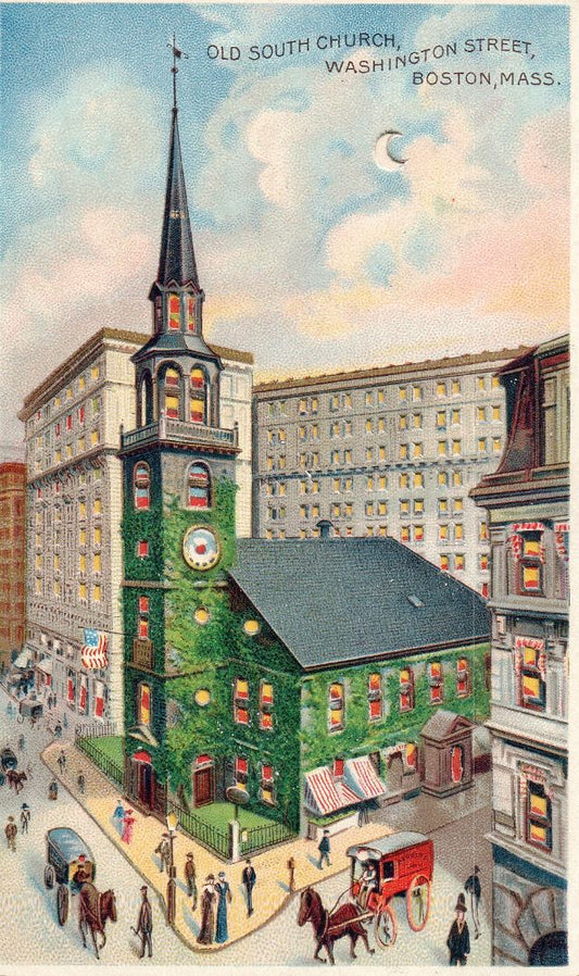 Old South Church,Washinton Street, Boston, Massachusetts HTL Hold to the Light postcard
