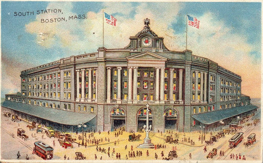 South Station, Boston Massachusetts HTL Hold to the Light postcard