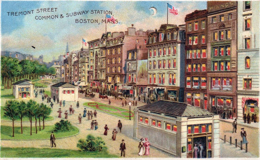 Tremont Street Common & Subway Station, Boston, Massachusetts HTL Hold to the Light postcard