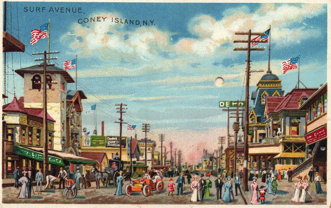 Surf Avenue, Coney Island, New York HTL Hold to the Light postcard