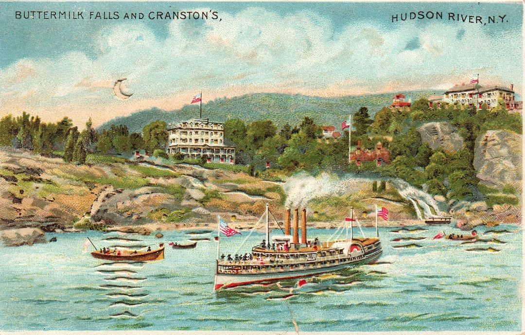 Buttermilk Falls And Cranston's, Hudson River, New York HTL Hold to the Light postcard
