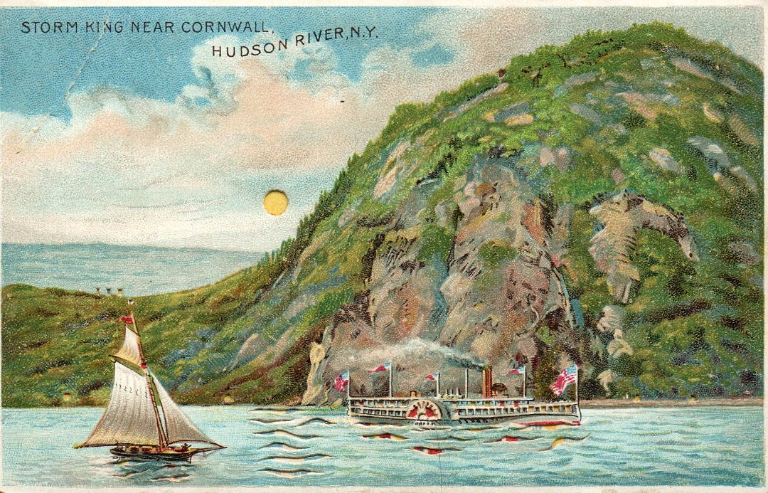 Storm King Near Cornwall, Hudson River, New York HTL Hold to the Light postcard