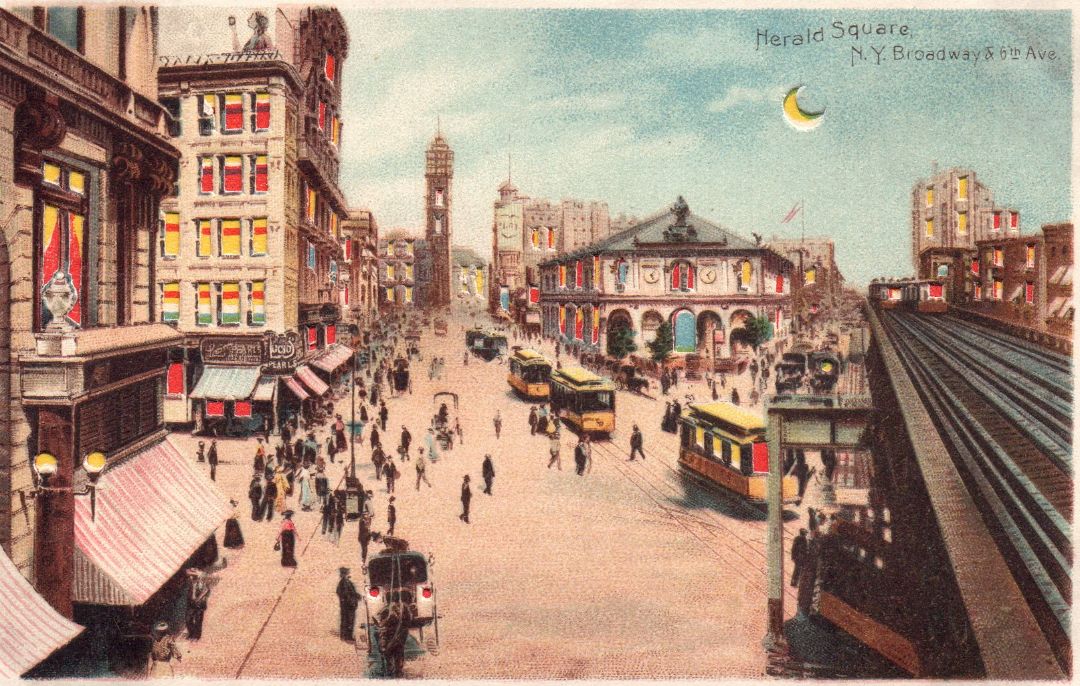Herald square, New York. Broadway & 6th Ave. HTL Hold to the Light postcard