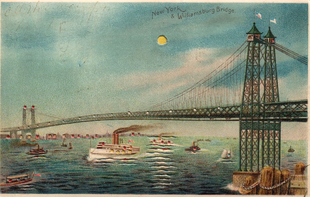 New York & Williamsburg Bridge HTL Hold to the Light postcard