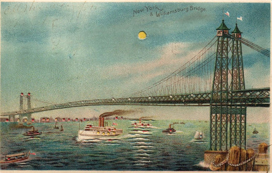 New York & Williamsburg Bridge HTL Hold to the Light postcard