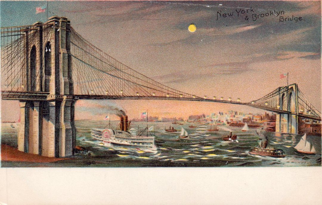 New York & Brooklyn Bridge HTL Hold to the Light postcard