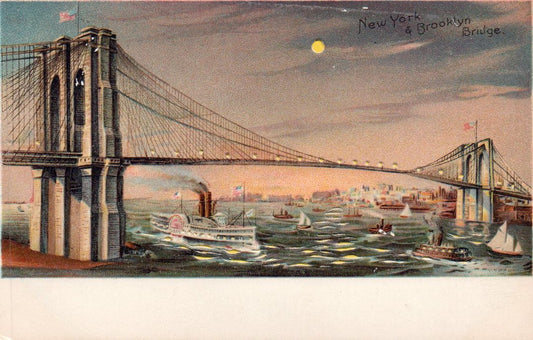 New York & Brooklyn Bridge HTL Hold to the Light postcard