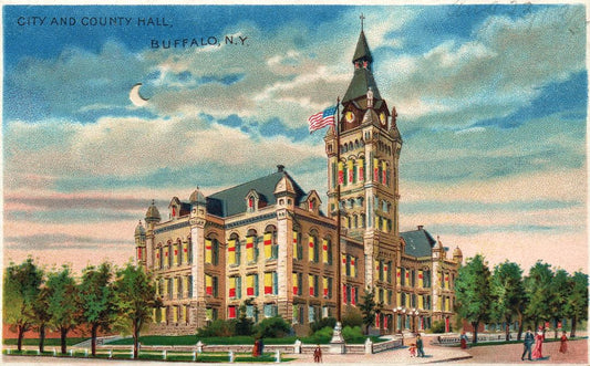 City And County Hall, Buffalo, New York HTL Hold to the Light postcard