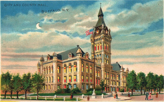 City And County Hall, Buffalo, New York HTL Hold to the Light postcard