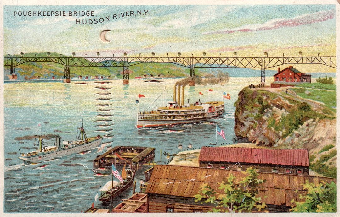 Poughkeepsie Bridge, Hudson River, New York HTL Hold to the Light postcard