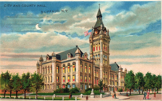 City And County Hall, Buffalo, New York HTL Hold to the Light postcard