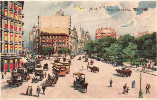 Madison Square, Broadway & 5th Ave., New York HTL Hold to the Light postcard