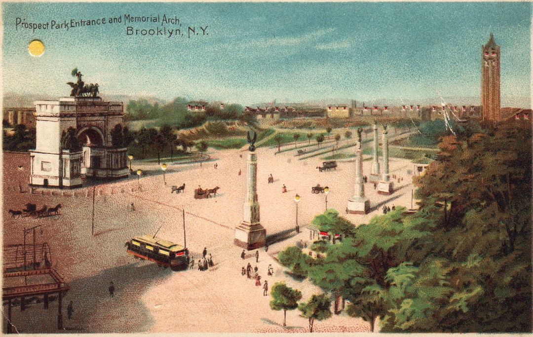 Prospect Park, Entrance and Memorial Arch, Brooklyn, New York HTL Hold to the Light postcard