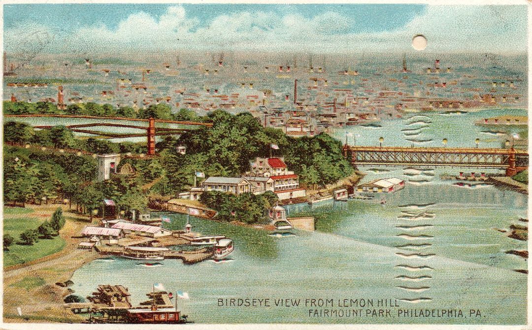 Birdseye View From Lemon Hill Fairmount Park, Philadelphia, Pennsylvania HTL Hold to the Light postcard