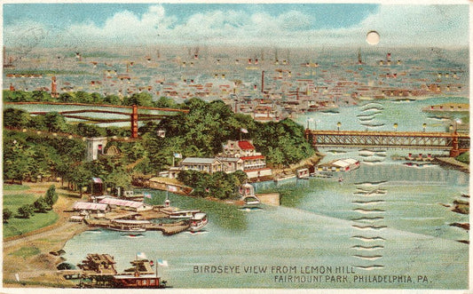 Birdseye View From Lemon Hill Fairmount Park, Philadelphia, Pennsylvania HTL Hold to the Light postcard