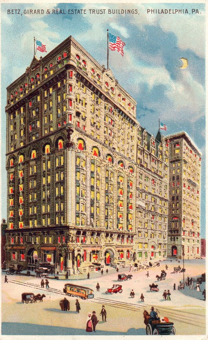 Betz, Girard & Real Estate Trust Buildings, Philadelphia, Pennsylvania HTL Hold to the Light postcard