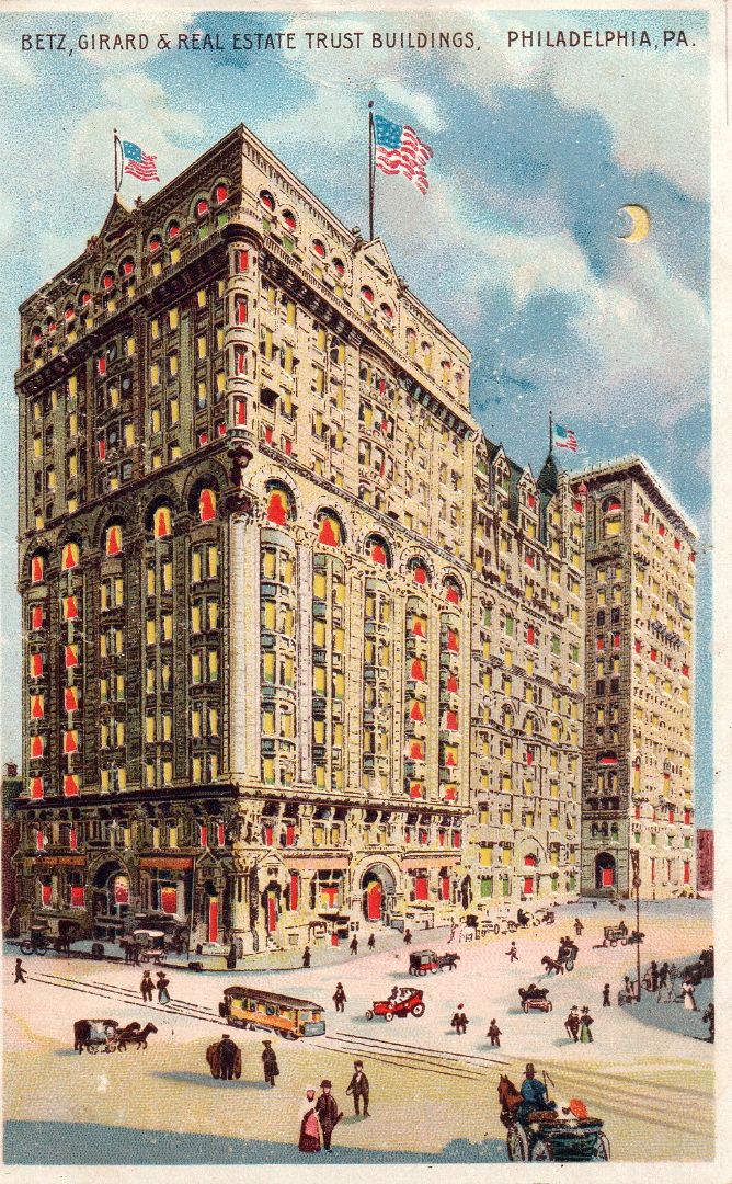 Betz, Girard & Real Estate Trust Buildings, Philadelphia, Pennsylvania HTL Hold to the Light postcard