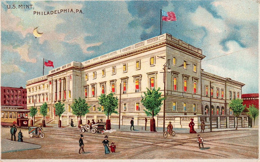 U.S. Mint, Philadelphia, Pennsylvania HTL Hold to the Light postcard