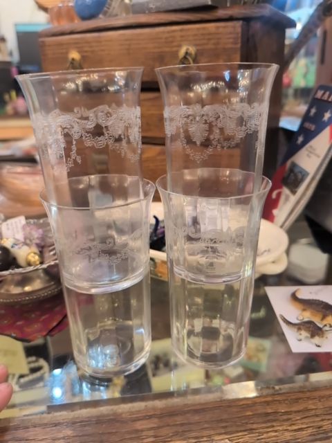 Water glasses etched