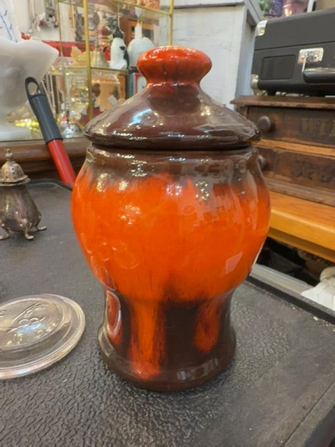 Vintage litter jar, orange