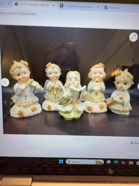 AJAX Set Of 5 Vintage 1950s Japan Ceramic Music Angels