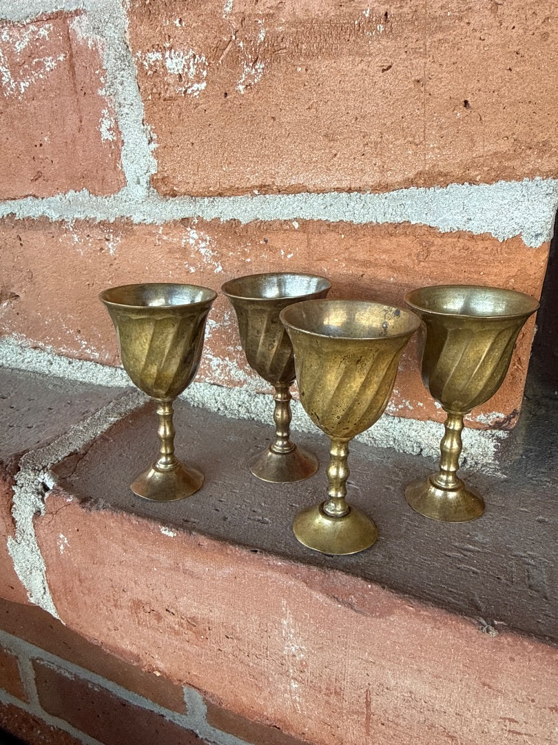 Vintage Brass Wine goblets (4)