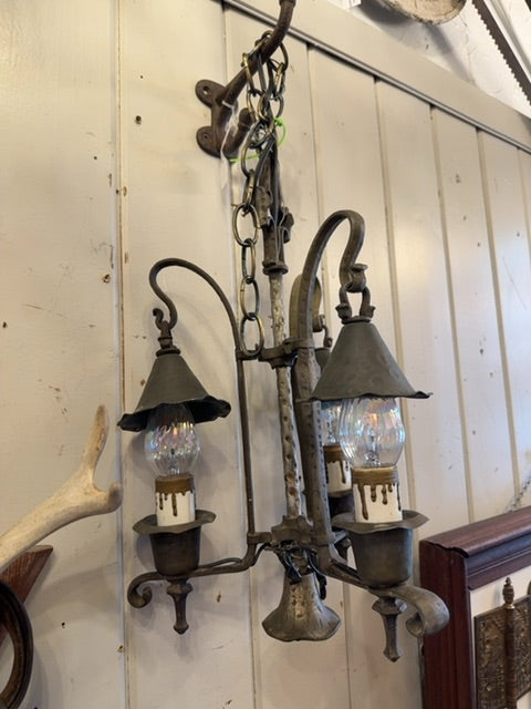 Vtg 3 light Spanish chandelier