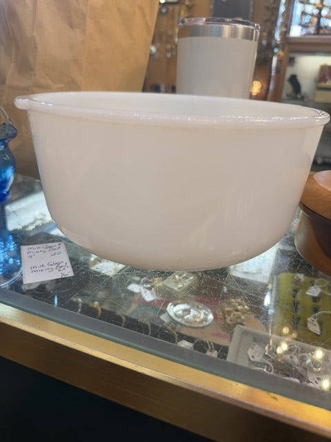 Milk glass mixing bowl