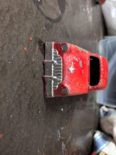 Vintage red pickup truck as is