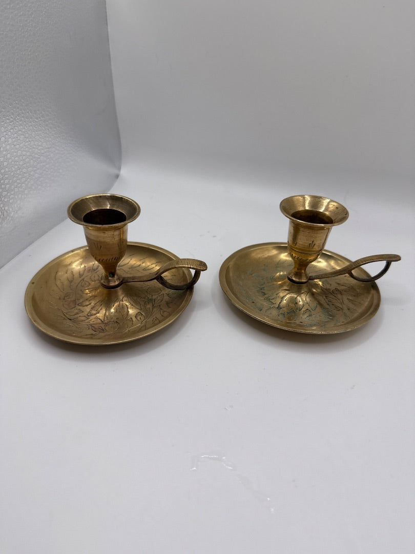 Brass chamber stick candle holders