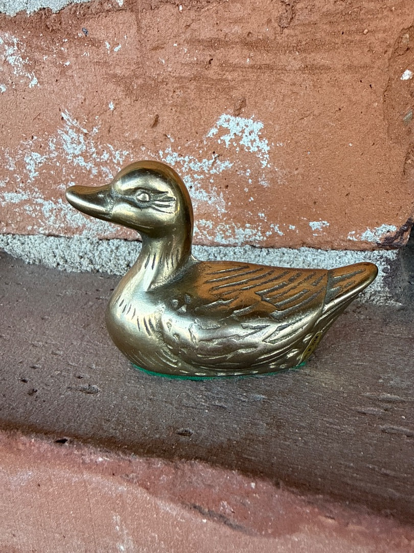 Vtg brass small duck