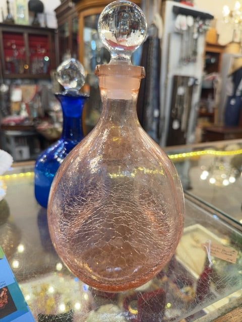 Blanco decanter, crackle glass peach
